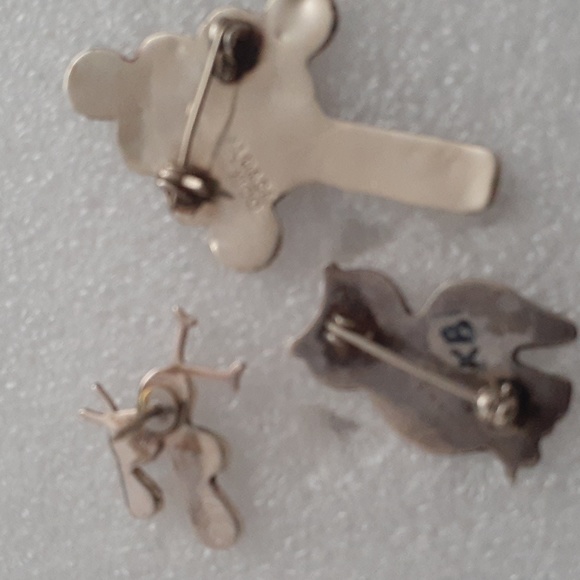 Sterling Abalone Alpaca Mexico brooches/pin lot of 3 - Picture 2 of 8